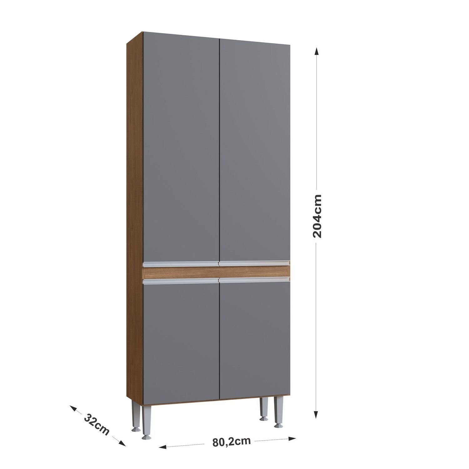 Paneleiro Modulado 4 Portas 204cm X 80,2cm X 32cm Athena - 4