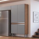 Ver imagem 1 de Paneleiro Modulado 4 Portas 204cm x 80,2cm x 32cm Athena Cinza/Freijo