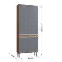 Ver imagem 4 de Paneleiro Modulado 4 Portas 204cm x 80,2cm x 32cm Athena Cinza/Freijo