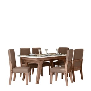Conjunto Mesa Sala de Jantar 6 Cadeiras 1,56m Dubai Amêndoa