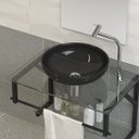 Ver imagem 2 de Gabinete para Banheiro Vidro Glass 60cm Preto com Cuba Preta