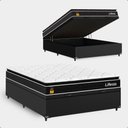 Ver imagem 1 de Cama Box Baú Casal Couro Preto + Colchão Life D33 Pillow Top 61x138x188cm Preto- e-Shop Casa