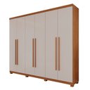 Ver imagem 4 de Guarda-Roupa Casal 6 Portas 6 Gavetas com Pés Florianópolis Marrom/Cinamomo/Off White