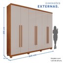Ver imagem 5 de Guarda-Roupa Casal 6 Portas 6 Gavetas com Pés Florianópolis Marrom/Cinamomo/Off White