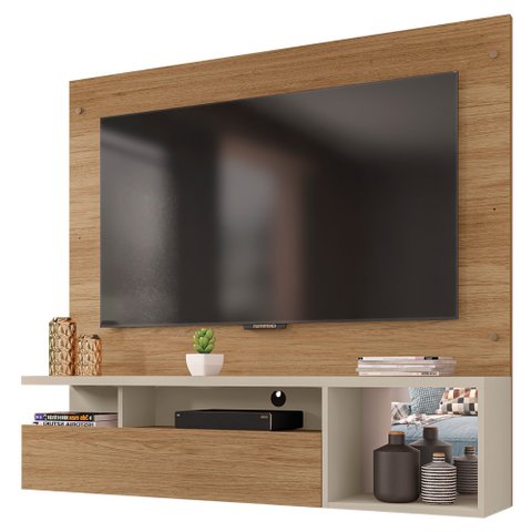 Painel para Tv 55 Pol com Bancada Suspensa 136cm Brasil Buriti/off White - Caemmun