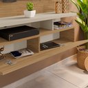 Ver imagem 6 de Painel para Tv 55 Pol com Bancada Suspensa 136cm Brasil Buriti/off White - Caemmun