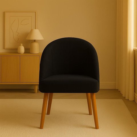 Kit 4 Cadeiras de Jantar Lua Pe Palito Suede Preto