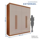Ver imagem 5 de Guarda-Roupa 4 Portas 3 Gavetas Fenix Espresso Móveis Marrom/Cinamomo/Off White
