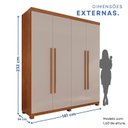 Ver imagem 5 de Guarda-Roupa 4 Portas 3 Gavetas com Pés Fenix Espresso Móveis Marrom/Cinamomo/Off White