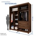 Ver imagem 4 de Guarda-roupa Closet 3 Gavetas com Pés Fenix Espresso Móveis