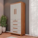 Ver imagem 1 de Guarda-Roupa 2 Portas 4 Gavetas Ilhéus Espresso Móveis Marrom/Cinamomo/Off White