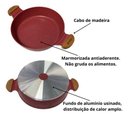 Ver imagem 2 de Frigideira Marmorizada Alça de Madeira e Alumínio 4,7 L - Vermelho