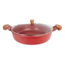 Ver imagem 1 de Frigideira Marmorizada Alça de Madeira e Alumínio 4,7 L - Vermelho