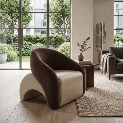 Poltrona Decorativa Confortável Pé Palitos:Veludo Marrom