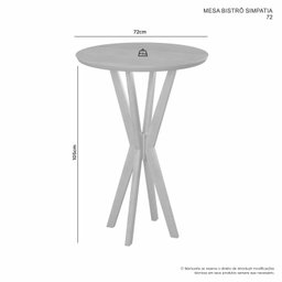 Mesa Bistro Tampo Mdf de 72cm Simpatia - 3
