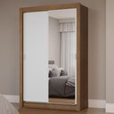 Ver imagem 1 de Guarda-roupa Solteiro 2 Portas de Correr com Espelho Rustic/branco Milano Madesa