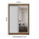 Ver imagem 4 de Guarda-roupa Solteiro 2 Portas de Correr com Espelho Rustic/branco Milano Madesa
