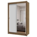 Ver imagem 3 de Guarda-roupa Solteiro 2 Portas de Correr com Espelho Rustic/branco Milano Madesa