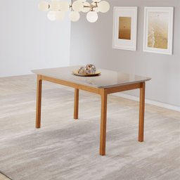 Mesa de Jantar Cativa 1,20cm X 0,80cm Retangular 4 Lugares Tampo Mdf com Vidro - 2