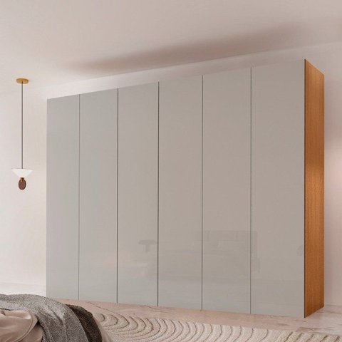 Guarda-Roupa Casal 100% MDF 6 Portas e 6 Gavetas Vision Marrom/Marromle/Off White