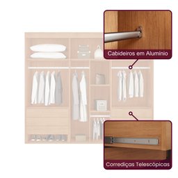 Guarda Roupa Casal Coliseu 100 Mdf 6 Portas e 6 Gavetas Moderna Mobília - 5