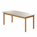 Ver imagem 2 de Mesa de Jantar Cativa 180cm x 90cm Retangular 6 Lugares Tampo MDF com Vidro Branco/Cinamono/Off White