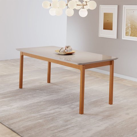 Mesa de Jantar Cativa 180cm X 90cm Retangular 6 Lugares Tampo Mdf com Vidro