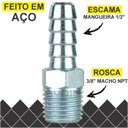 Ver imagem 2 de Espigão Fixo Rosca Macho 3/8" para Mangueira 1/2" Pneumático Ar Comprimido Budin Ferramentas