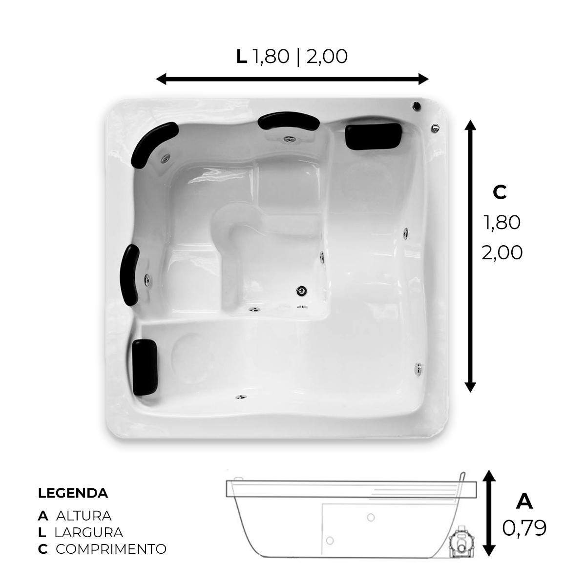 Spa Quadrado Nova Iorque com Hidro em Acrílico Combate - 2