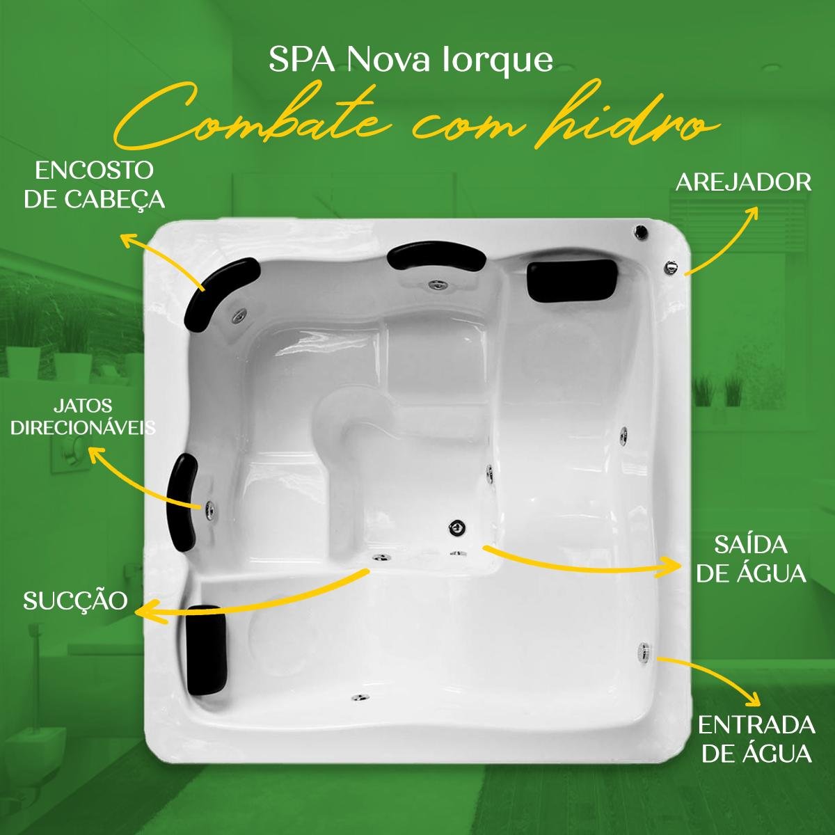 Spa Quadrado Nova Iorque com Hidro em Acrílico Combate - 4