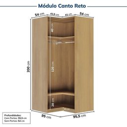Guarda-Roupa Modulado de Canto 5 Peças 9 Portas com 4 Portas Reflecta Jade Cabecasa Madeiramadeira - 13