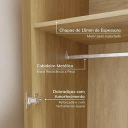 Guarda-Roupa Modulado de Canto 5 Peças 9 Portas com 4 Portas Reflecta Jade Cabecasa Madeiramadeira - 8