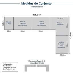 Guarda-Roupa Modulado de Canto 5 Peças 9 Portas com 4 Portas Reflecta Jade Cabecasa Madeiramadeira - 2