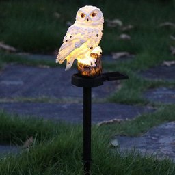 Coruja Luminaria Solar Jardim Quintal Luz Led Espeto Casa Placa Decorativa Noturna Enfeite Escultura - 11