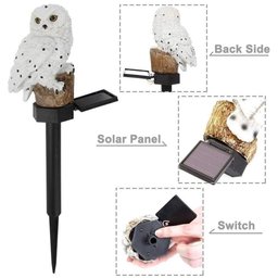 Coruja Luminaria Solar Jardim Quintal Luz Led Espeto Casa Placa Decorativa Noturna Enfeite Escultura - 7