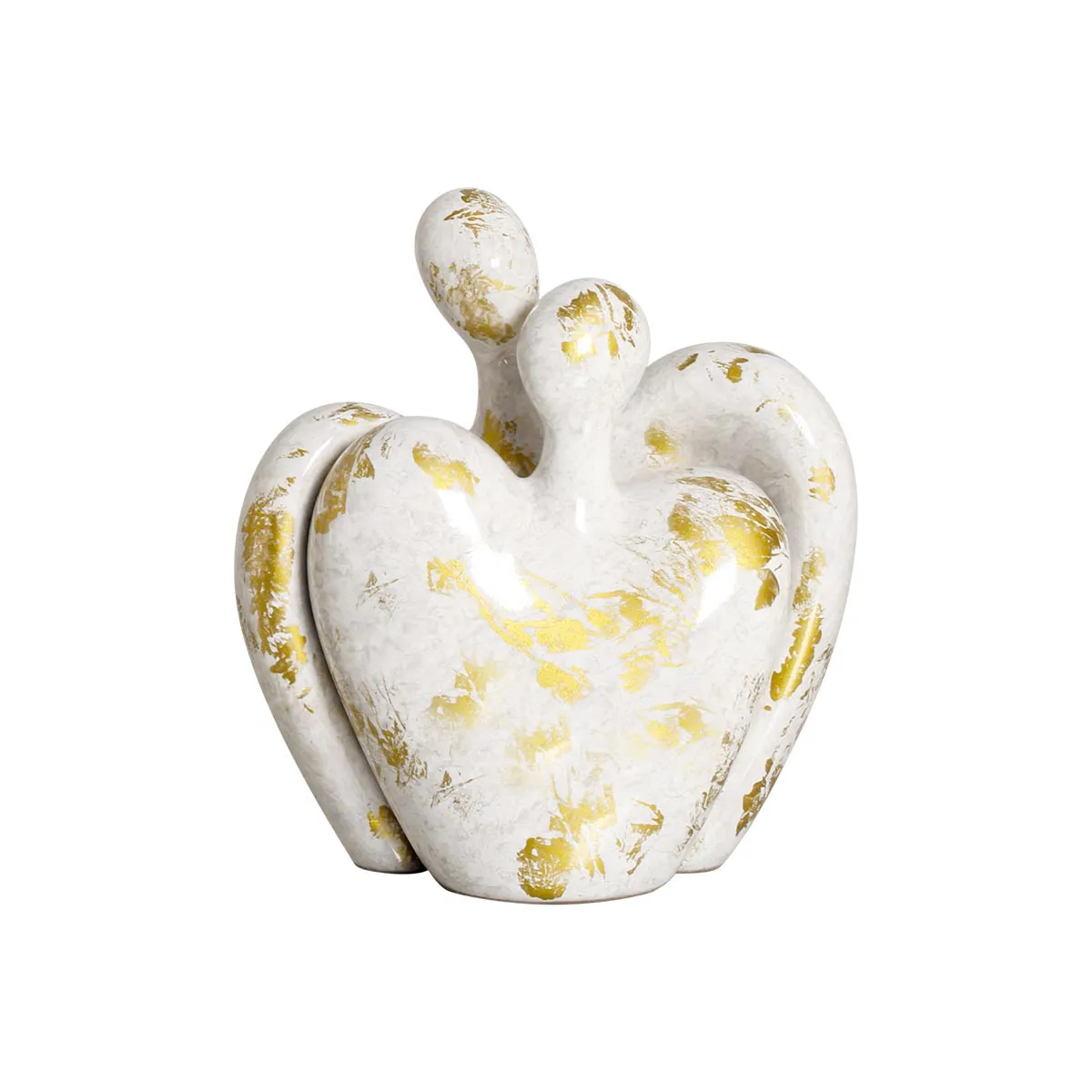 Escultura Decorativa de Cerâmica Romance Branco e Dourado Imperatriz - 2