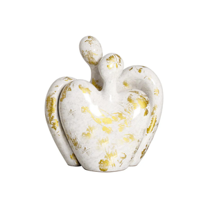 Escultura Decorativa de Cerâmica Romance Branco e Dourado Imperatriz