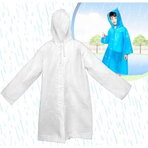 Capa de Chuva Infantil Impermeável com Capuz:branco