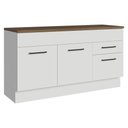 Ver imagem 1 de Balcão de Cozinha 150 cm 2 Portas 2 Gavetas Branco Tampo Rustic Agata Madesa