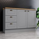 Ver imagem 1 de Balcão Pia 120cm 100% MDF 2 Portas e 3 Gavetas com Tampo Cinza/Nature Americana