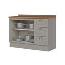 Ver mais imagens de Balcão Pia 120cm 100% MDF 2 Portas e 3 Gavetas com Tampo Cinza/Nature Americana