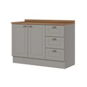 Ver imagem 3 de Balcão Pia 120cm 100% MDF 2 Portas e 3 Gavetas com Tampo Cinza/Nature Americana