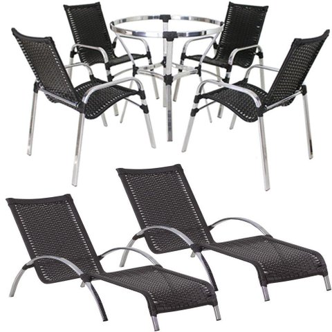 4 Cadeiras e Mesa 2 Espreguiçadeiras e Mesa