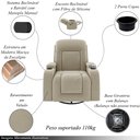 Ver imagem 3 de Poltrona do Papai Reclinável Giratória e Balanço Sala de Cinema Crihs Manual Glider Veludo Bege G23 - Gran Belo