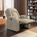 Ver imagem 1 de Poltrona do Papai Reclinável Giratória e Balanço Sala de Cinema Crihs Manual Glider Veludo Bege G23 - Gran Belo