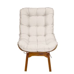 Poltrona Decorativa Costela Base Madeira Linho Bege - 2