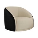 Ver imagem 1 de Poltrona Giratória 87cm Heidi Courino Preto | Bouclé Suave Bege - Sallar Home