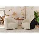 Ver imagem 2 de Poltrona Giratória 87cm Heidi Courino Preto | Bouclé Suave Bege - Sallar Home