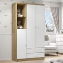 Ver imagem 5 de Guarda Roupa Infantil Pique-Esconde 3 Portas 2 Gavetas Henn MDP Branco Rústico Bebê