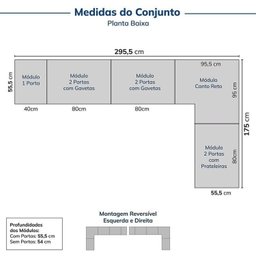 Guarda-Roupa Modulado de Canto 5 Peças 9 Portas com 4 Portas Reflecta Jade Cabecasa Madeiramadeira - 2